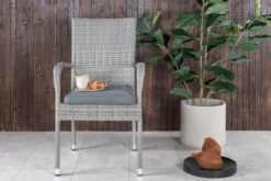 2er Set - Gartenstuhl Emma aus Rattan in Schwarz, Grau