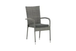 2er Set - Gartenstuhl Emma aus Rattan in Schwarz, Grau