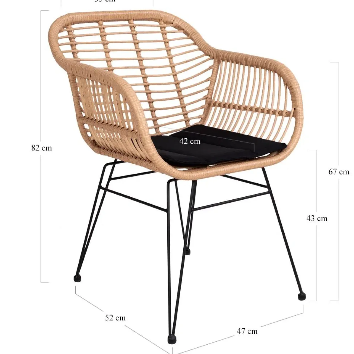 2er Set - Gartenstuhl Firenze Natur aus Stahl/Polyrattan