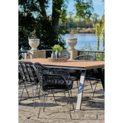 2er Set - Gartenstuhl Firenze Schwarz aus Stahl/Polyrattan