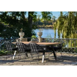 2er Set - Gartenstuhl Firenze Schwarz aus Stahl/Polyrattan
