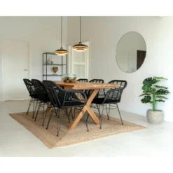 2er Set - Gartenstuhl Firenze Schwarz aus Stahl/Polyrattan