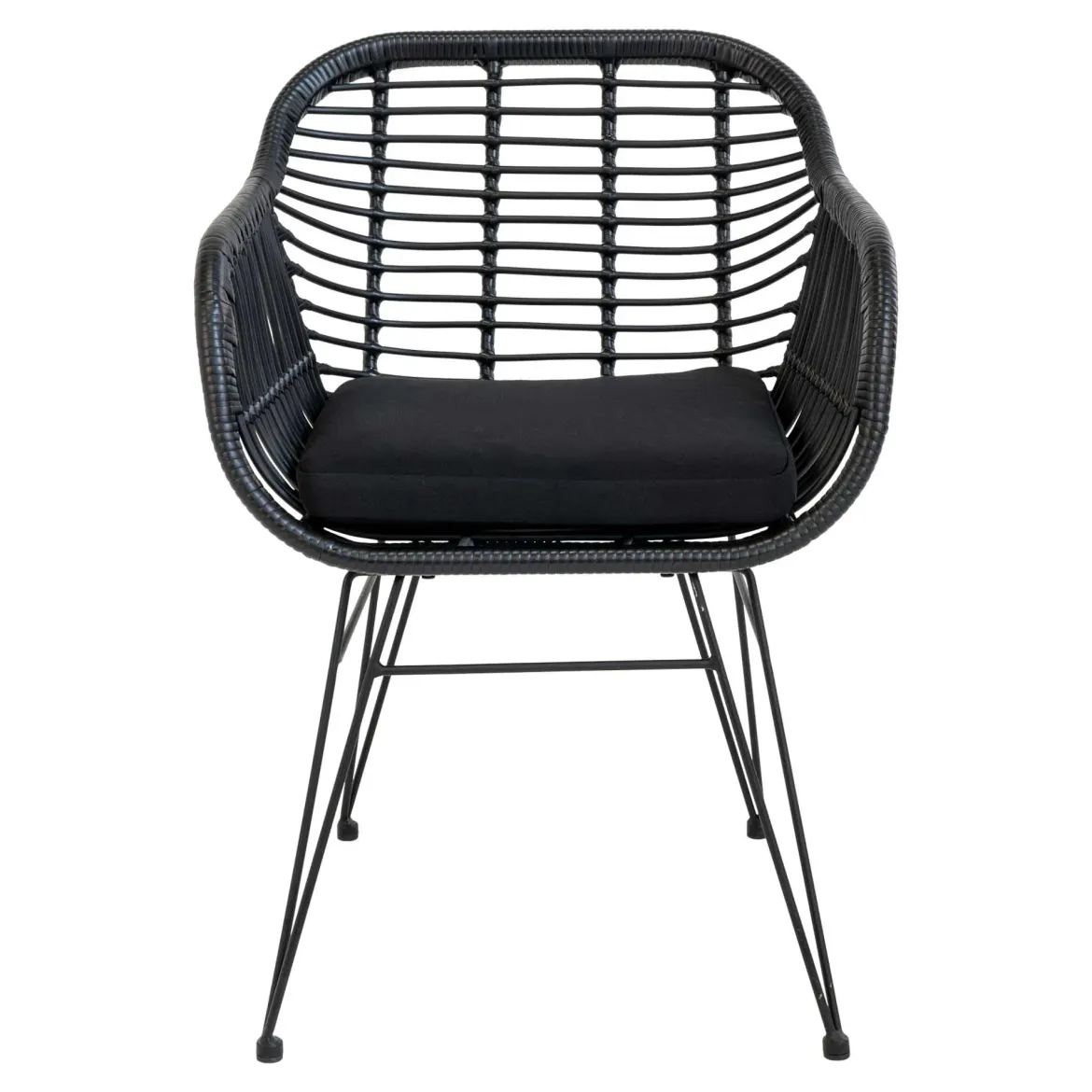2er Set - Gartenstuhl Firenze Schwarz aus Stahl/Polyrattan