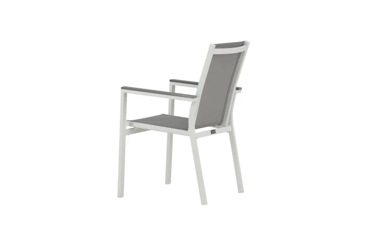 2er Set Gartenstuhl Ina - ein weiß-grauer Stuhl aus Aluminium und Textilene