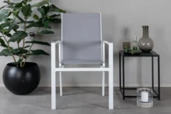 2er Set Gartenstuhl Ina - ein weiß-grauer Stuhl aus Aluminium und Textilene