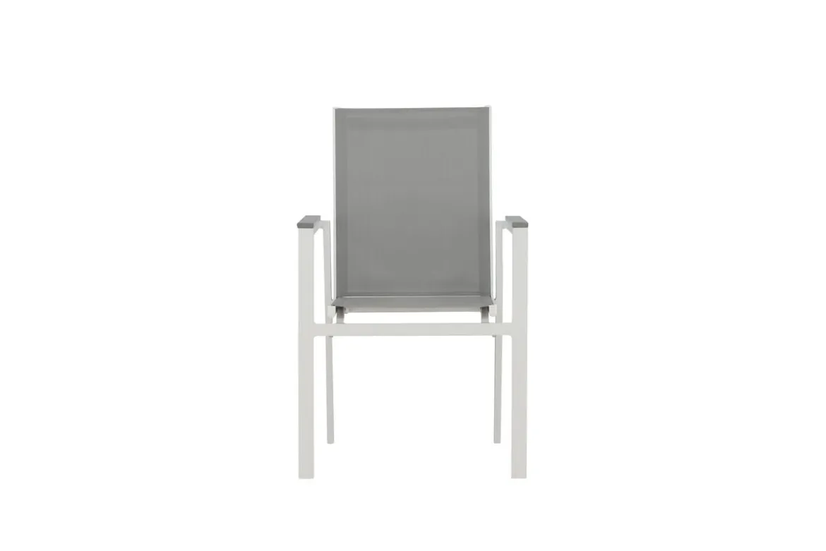 2er Set Gartenstuhl Ina - ein weiß-grauer Stuhl aus Aluminium und Textilene