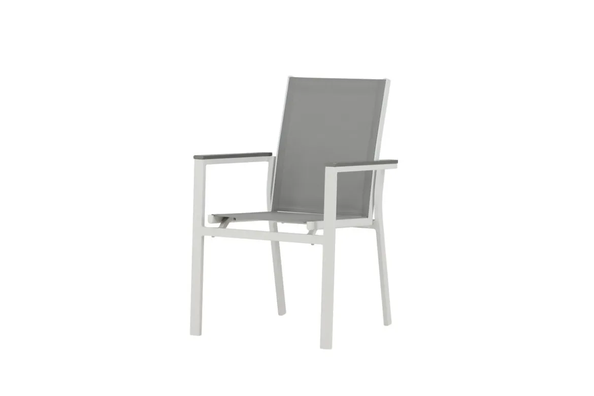 2er Set Gartenstuhl Ina - ein weiß-grauer Stuhl aus Aluminium und Textilene