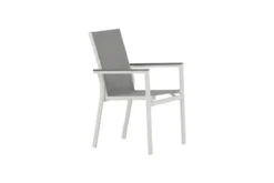 2er Set Gartenstuhl Ina - ein weiß-grauer Stuhl aus Aluminium und Textilene