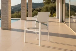 2er Set Gartenstuhl Ina - ein weiß-grauer Stuhl aus Aluminium und Textilene