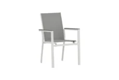 2er Set Gartenstuhl Ina - ein weiß-grauer Stuhl aus Aluminium und Textilene