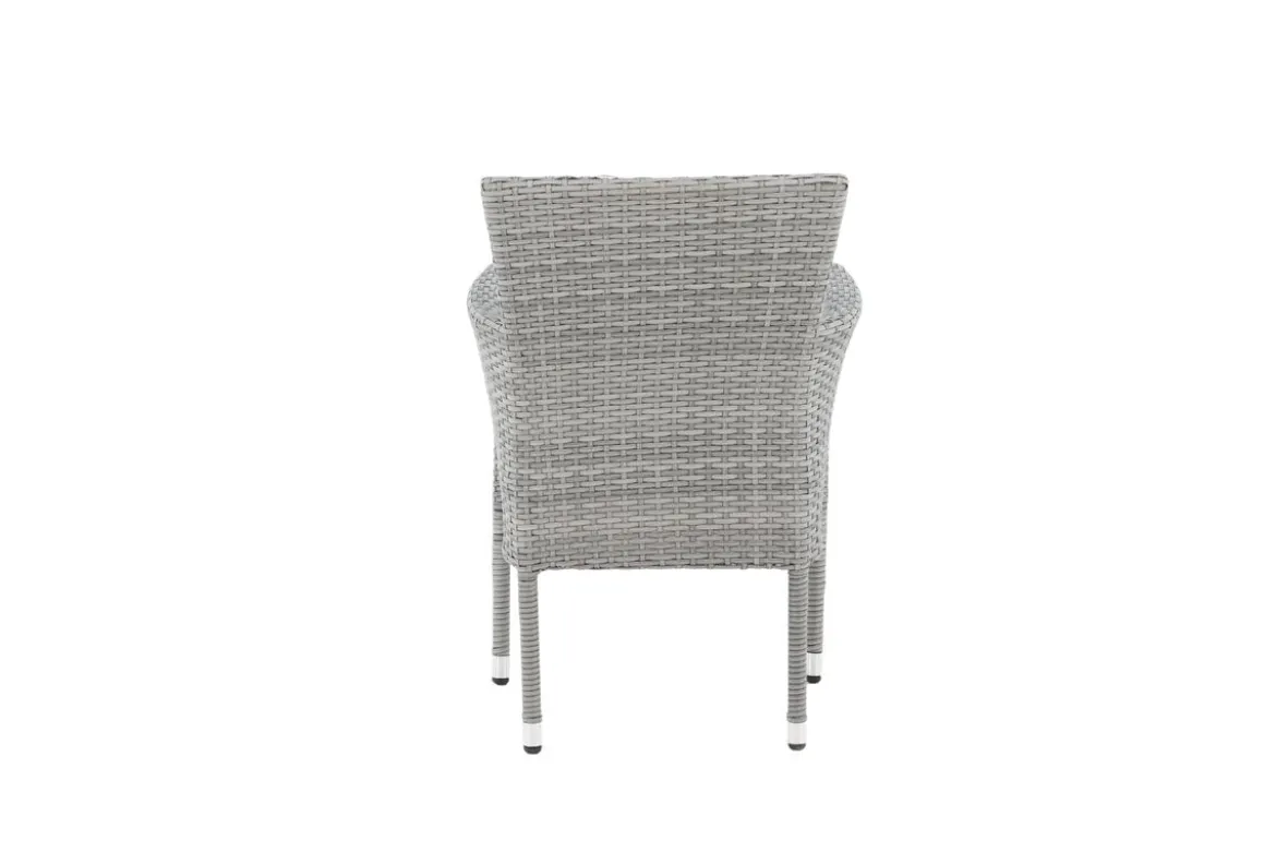 2er Set Gartenstuhl Isla - grauer Stuhl aus Aluminium und Rattan inklusive Sitzkissen