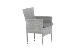 2er Set Gartenstuhl Isla - grauer Stuhl aus Aluminium und Rattan inklusive Sitzkissen
