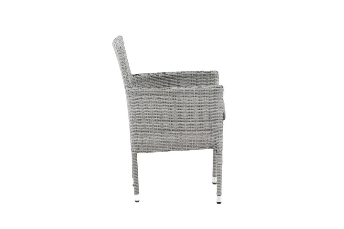2er Set Gartenstuhl Isla - grauer Stuhl aus Aluminium und Rattan inklusive Sitzkissen