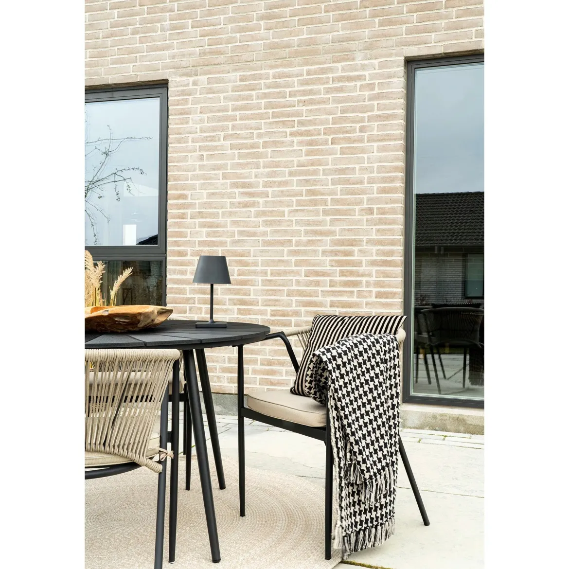 2er Set - Gartenstuhl Lazaro Schwarz/Beige