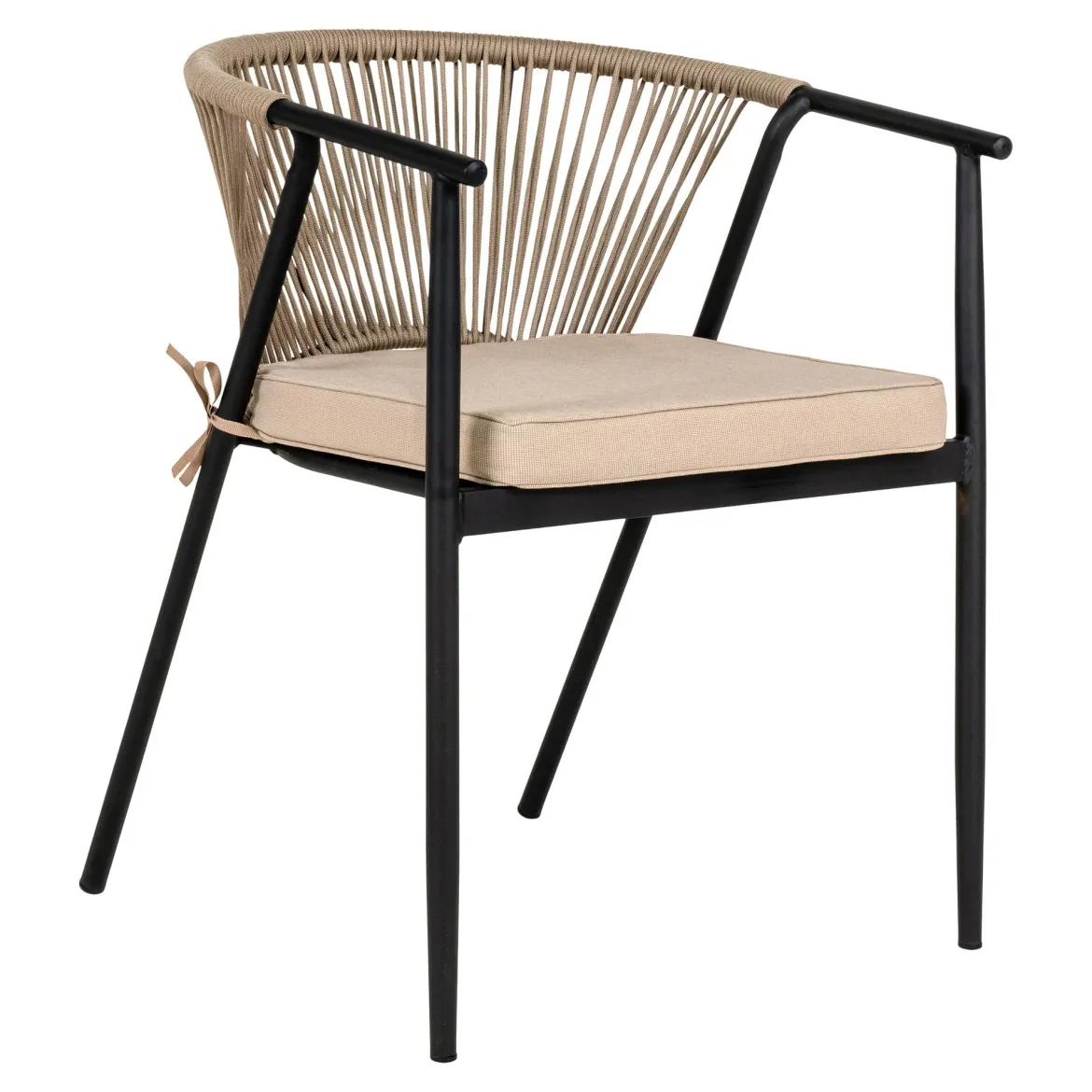 2er Set - Gartenstuhl Lazaro Schwarz/Beige