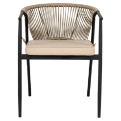 2er Set - Gartenstuhl Lazaro Schwarz/Beige