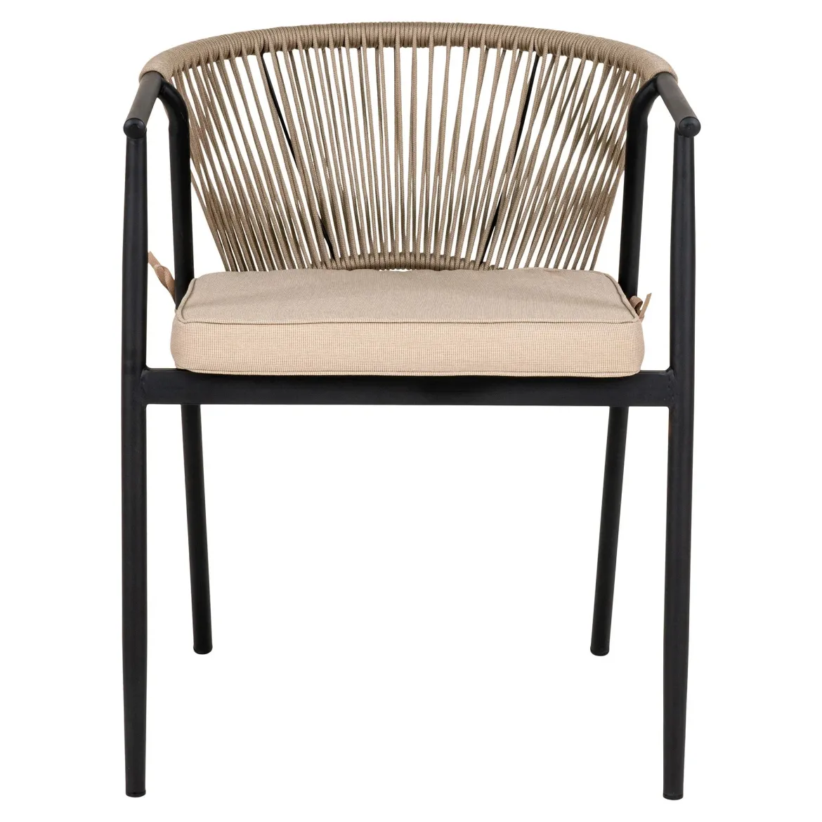 2er Set - Gartenstuhl Lazaro Schwarz/Beige