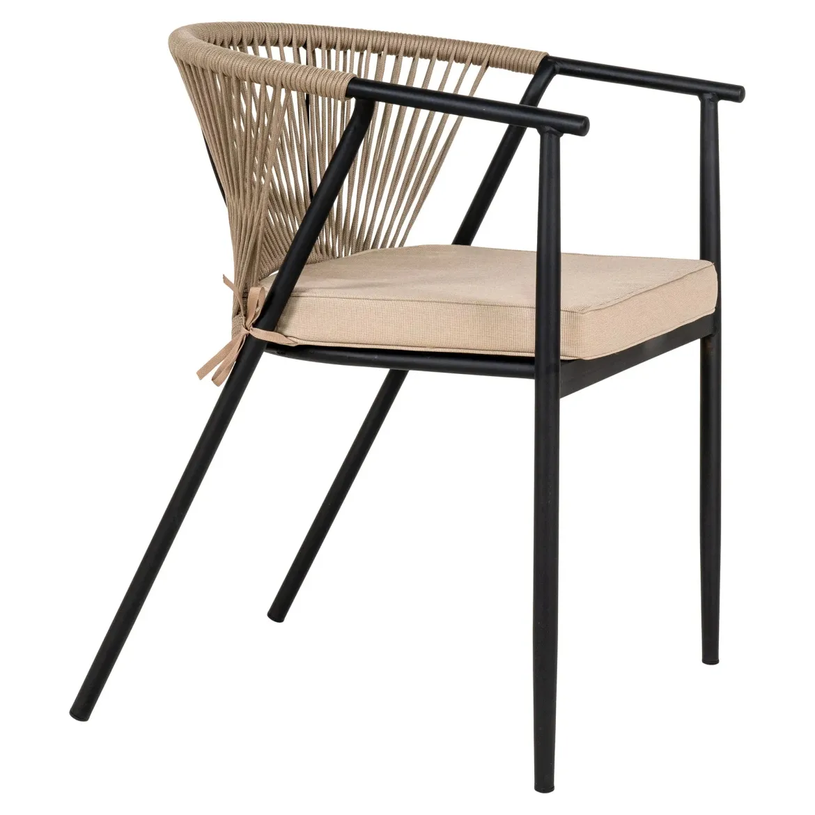 2er Set - Gartenstuhl Lazaro Schwarz/Beige