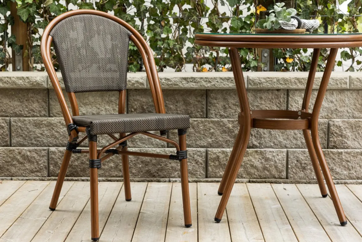 2er Set Gartenstuhl Niva - ein braun-schwarzer Stuhl aus Aluminium