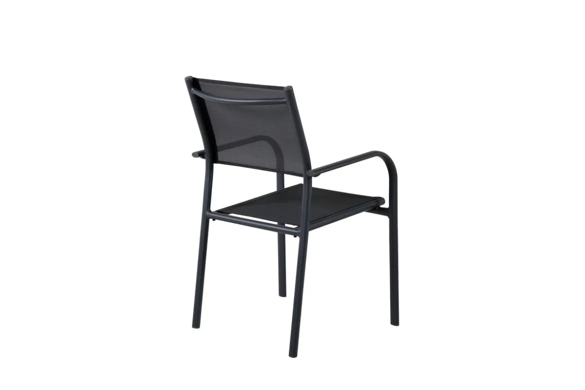 2er Set - Gartenstuhl Ronda aus Textilene und Aluminiumgestell in Schwarz