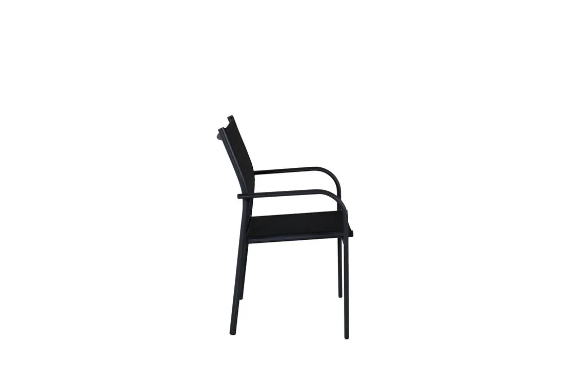2er Set - Gartenstuhl Ronda aus Textilene und Aluminiumgestell in Schwarz