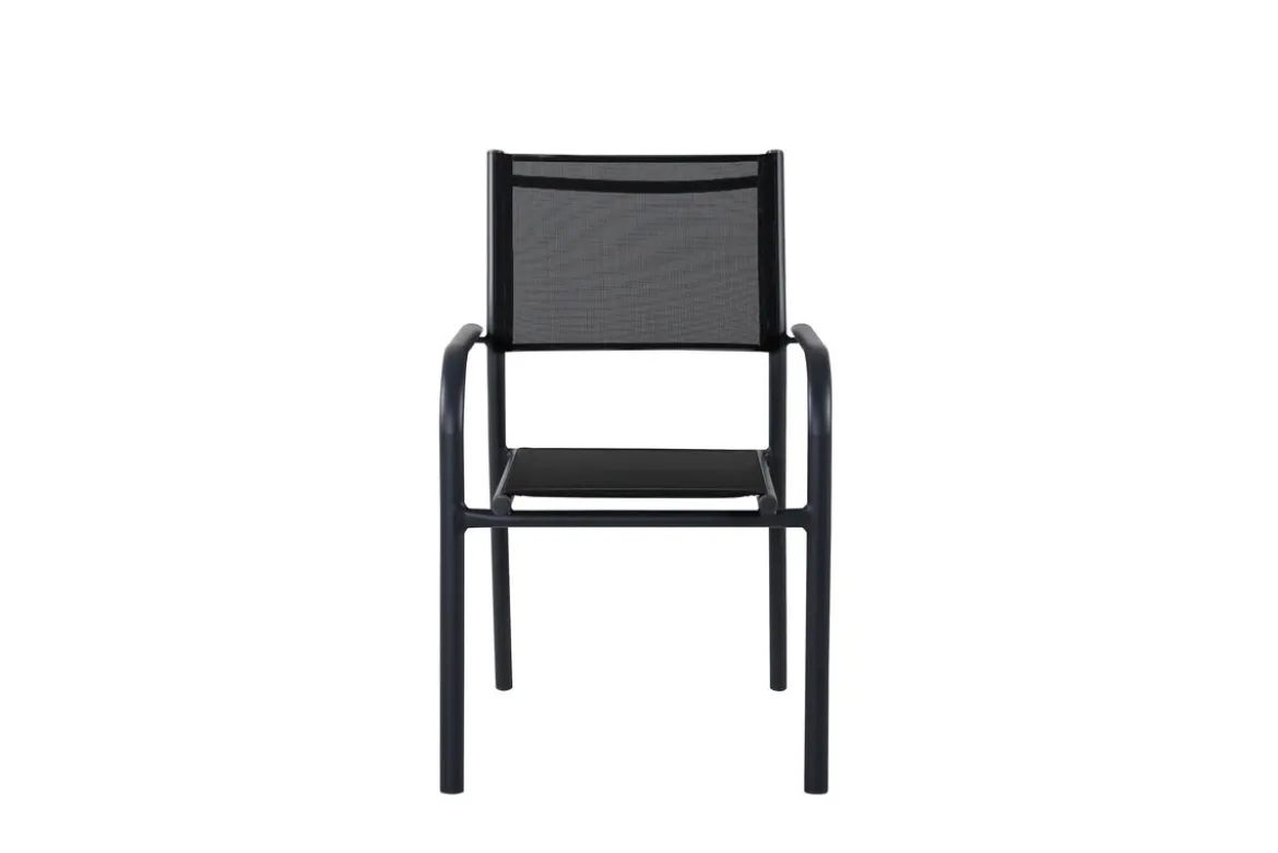 2er Set - Gartenstuhl Ronda aus Textilene und Aluminiumgestell in Schwarz
