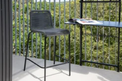 2er-Set Gartenstuhl Sia - Barhocker in dunkelgrau aus robustem Seilmaterial