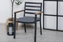 2er Set Gartenstuhl Tala - aus schwarzem Aluminiumgestell inklusive Kissen