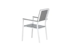 2er Set - Gartenstuhl Vita in Weiß/Grau aus Aluminium und Aintwood-Sitzfläche