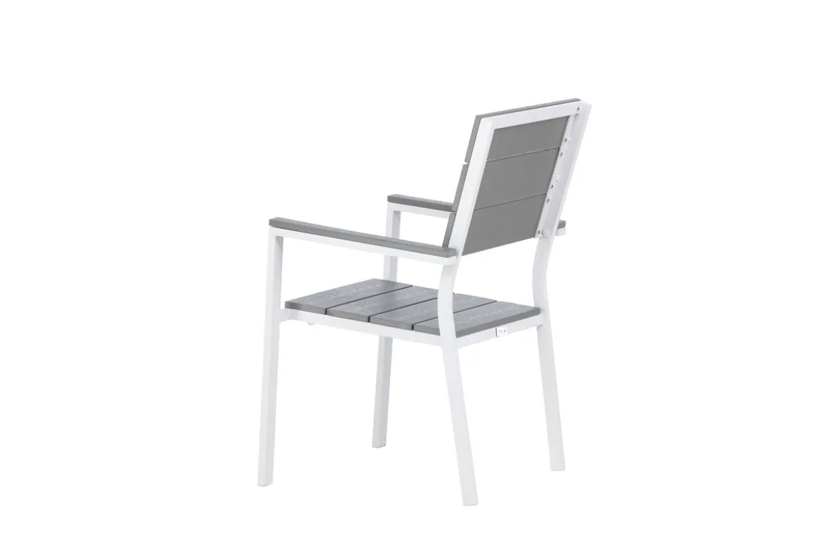 2er Set - Gartenstuhl Vita in Weiß/Grau aus Aluminium und Aintwood-Sitzfläche