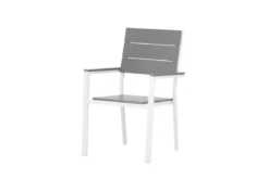 2er Set - Gartenstuhl Vita in Weiß/Grau aus Aluminium und Aintwood-Sitzfläche