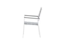 2er Set - Gartenstuhl Vita in Weiß/Grau aus Aluminium und Aintwood-Sitzfläche