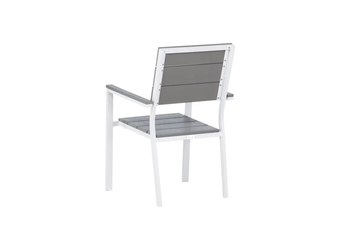 2er Set - Gartenstuhl Vita in Weiß/Grau aus Aluminium und Aintwood-Sitzfläche