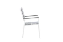 2er Set - Gartenstuhl Vita in Weiß/Grau aus Aluminium und Aintwood-Sitzfläche