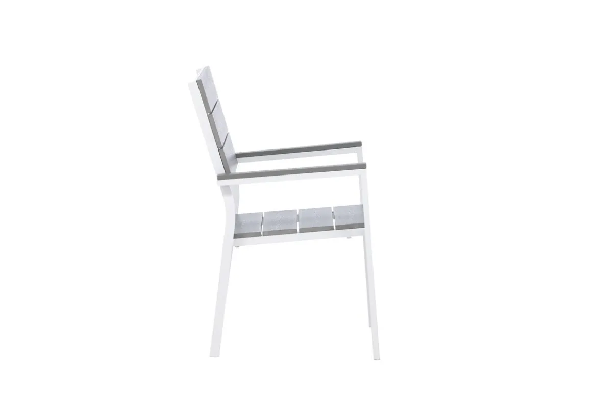 2er Set - Gartenstuhl Vita in Weiß/Grau aus Aluminium und Aintwood-Sitzfläche