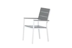 2er Set - Gartenstuhl Vita in Weiß/Grau aus Aluminium und Aintwood-Sitzfläche