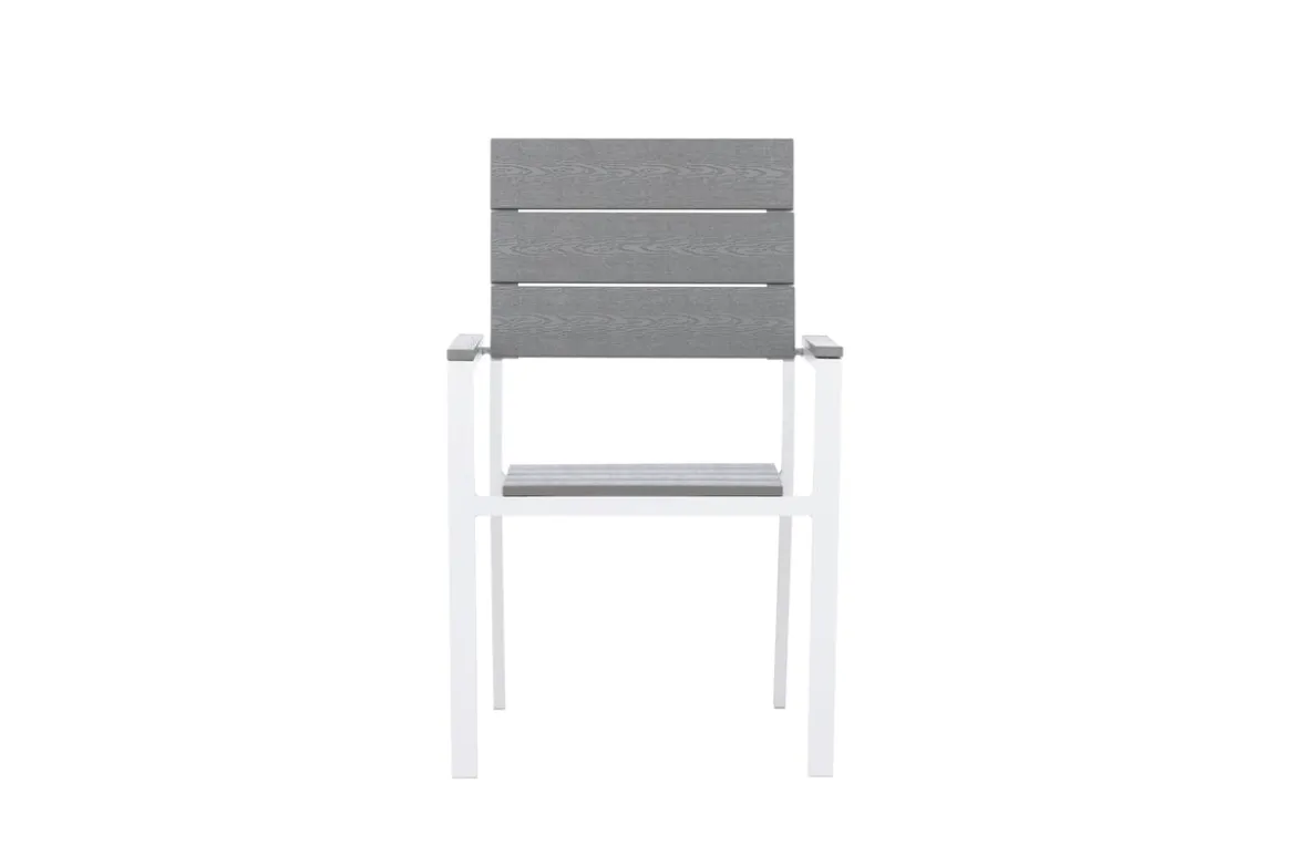 2er Set - Gartenstuhl Vita in Weiß/Grau aus Aluminium und Aintwood-Sitzfläche