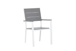 2er Set - Gartenstuhl Vita in Weiß/Grau aus Aluminium und Aintwood-Sitzfläche