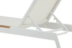 2er Set Sonnenliege Novira - Weiß mit Teakholz-Details