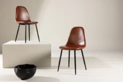 2er Set - Stuhl Andrew mit einer Sitzfläche aus braunem PU