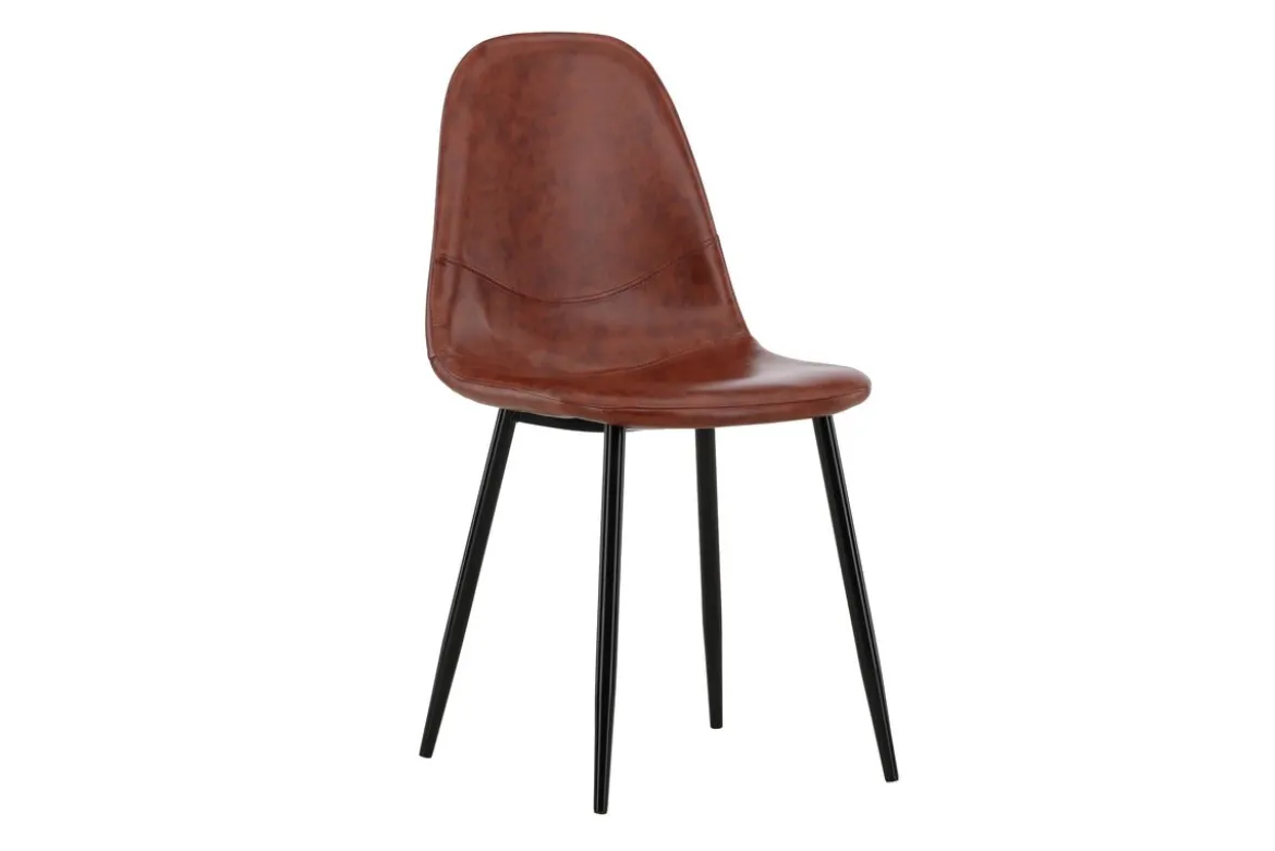 2er Set - Stuhl Andrew mit einer Sitzfläche aus braunem PU