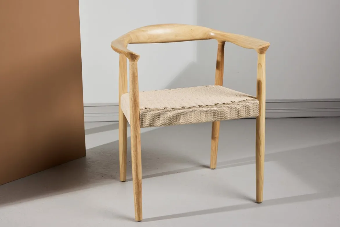2er Set - Stuhl Leli aus Gummibaumholz und Seilgeflecht