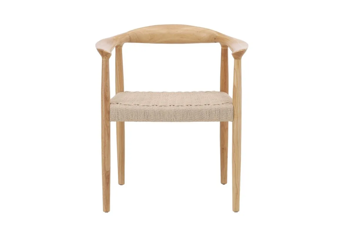 2er Set - Stuhl Leli aus Gummibaumholz und Seilgeflecht