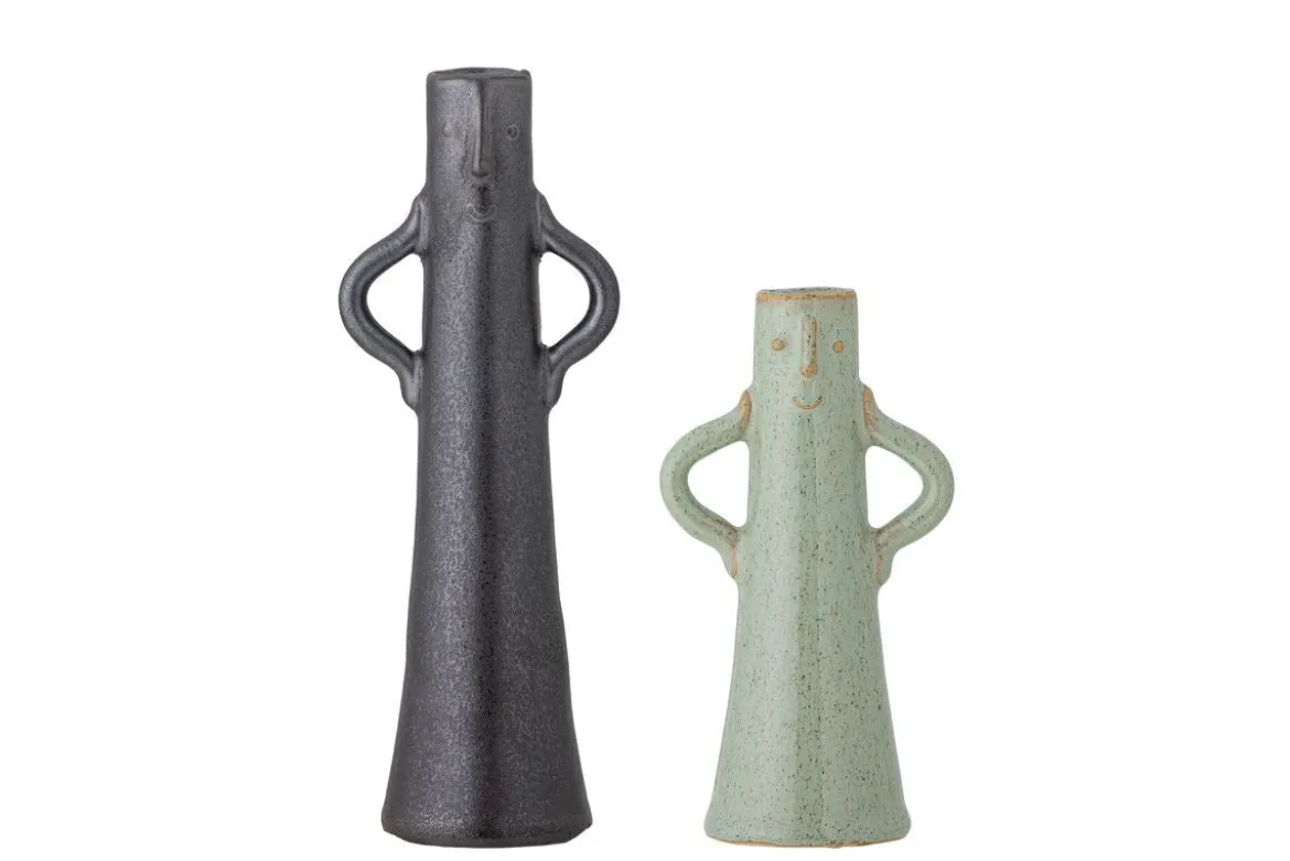 2er Set Vase Kima - Grün, aus Steingut