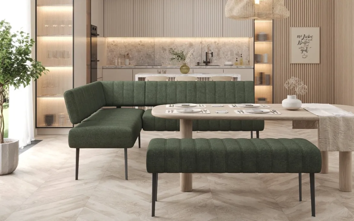 Essbank-Set Montero aus robustem Stoff mit Metallbeinen