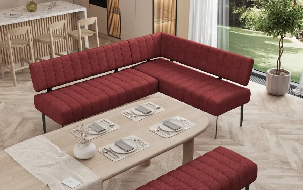 Essbank-Set Montero aus robustem Stoff mit Metallbeinen