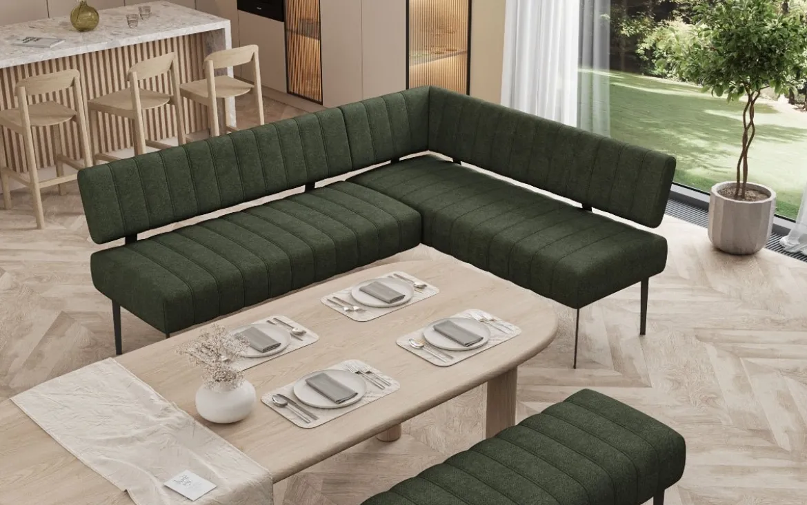 Essbank-Set Montero aus robustem Stoff mit Metallbeinen