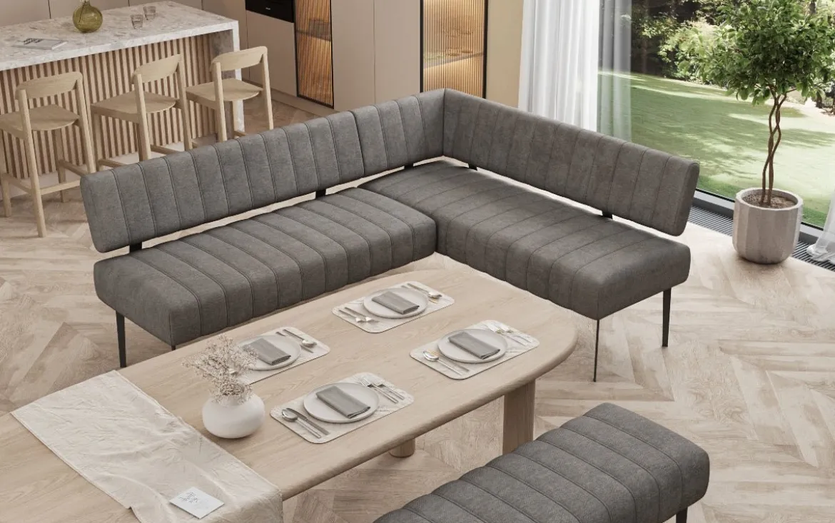 Essbank-Set Montero aus robustem Stoff mit Metallbeinen