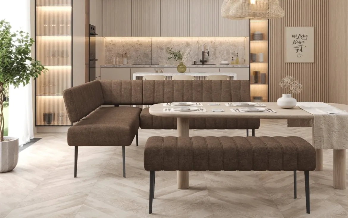 Essbank-Set Montero aus robustem Stoff mit Metallbeinen