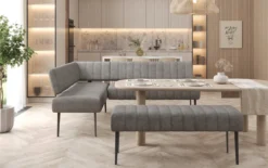 Essbank-Set Montero aus robustem Stoff mit Metallbeinen